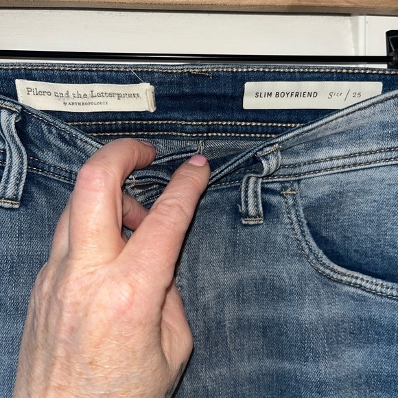 Anthropologie Pilcro Side Stripe Mid Rise Slim Boyfriend Jeans - Picture 3 of 5